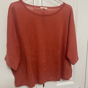Yerse peach color dolman sleeve sheer sweater